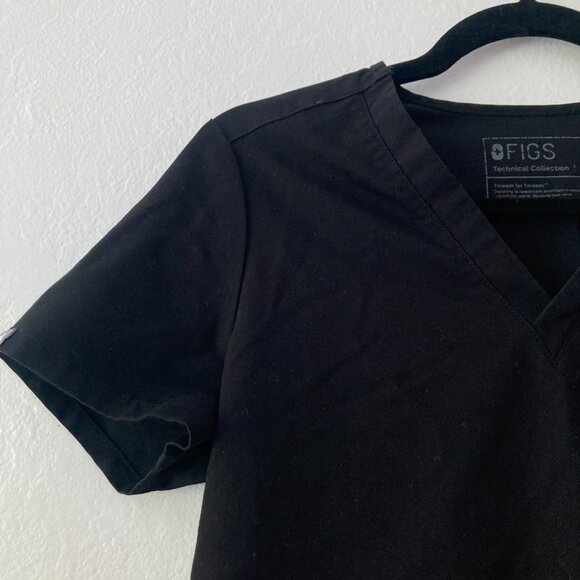FIGS Catarina One Pocket Scrub Top Black V-Neck Classic Fit FW1000 Size XS - Picture 2 of 7